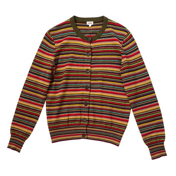 Vintage KENZO Striped Cardigan Twin Set - Sweater - Wool - Multicolor - Size M - Picture 2 of 7